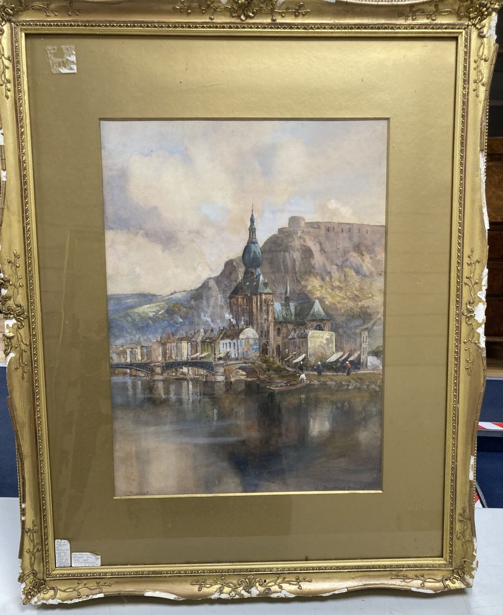 Louis Burleigh Bruhl (1861-1942) View of Dinant, 48 x 35cm